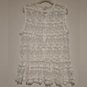 Wowo| Elegant White Lace Sleeveless Top | 3X
